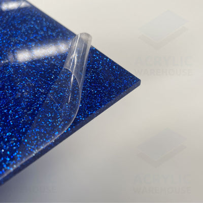 3mm Blue Glitter Acrylic 600x1200mm (Gloss/Gloss) AA