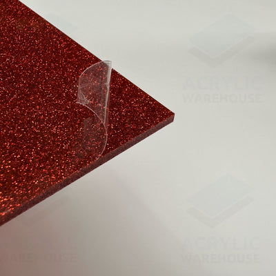3mm Red Glitter Acrylic 600x1200mm (Gloss/Gloss) AA